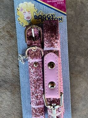 Pink Glitter Dog Collar and Leash Set